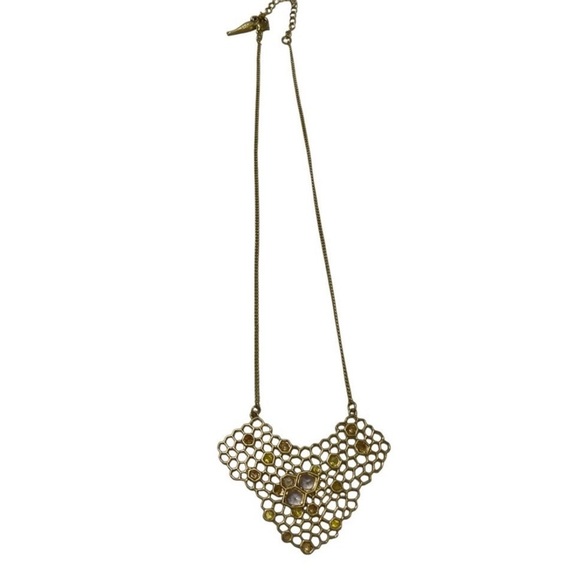 Chloe Honeycomb Gold Statement Necklace - Picture 2 of 6